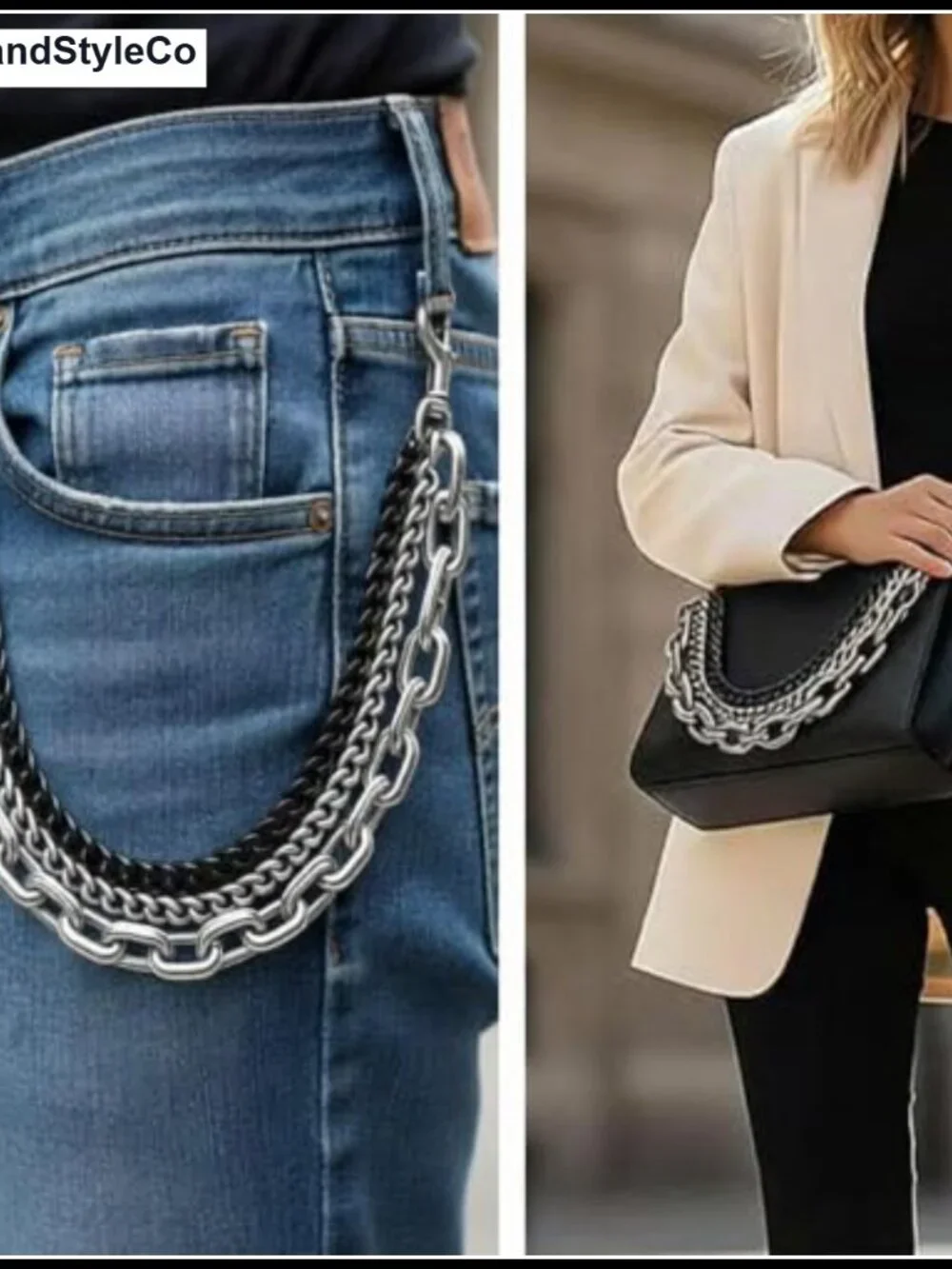 Two-tone vintage bag charm with carabiner, star design